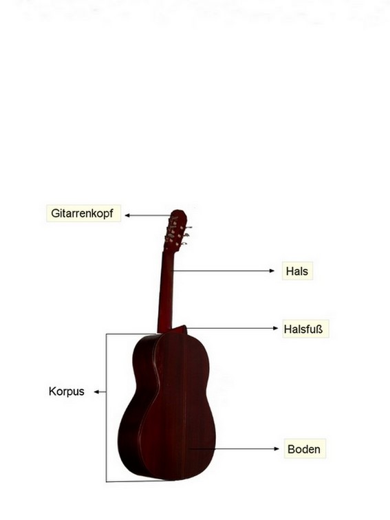 Teile einer klassischen Konzertgitarre